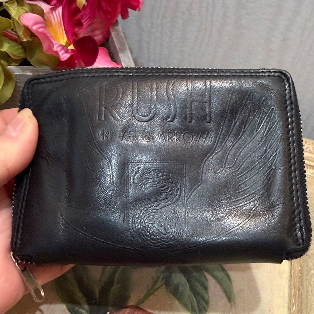 RARE RUSH Snakes & Arrows Tour Wallet Zip Around Embossed Black Leather